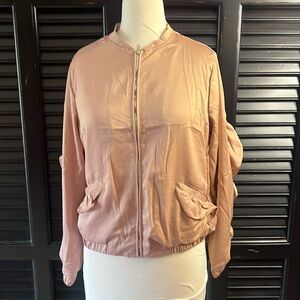 Pink Satiny bomber jacket